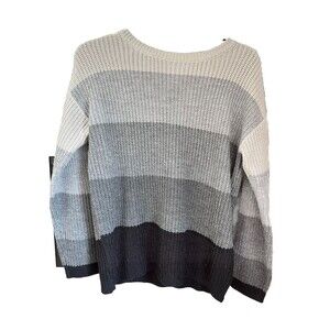 I Heart It Gray Knit Striped Wide Oversized Sweater Women's Sz S Colorblock